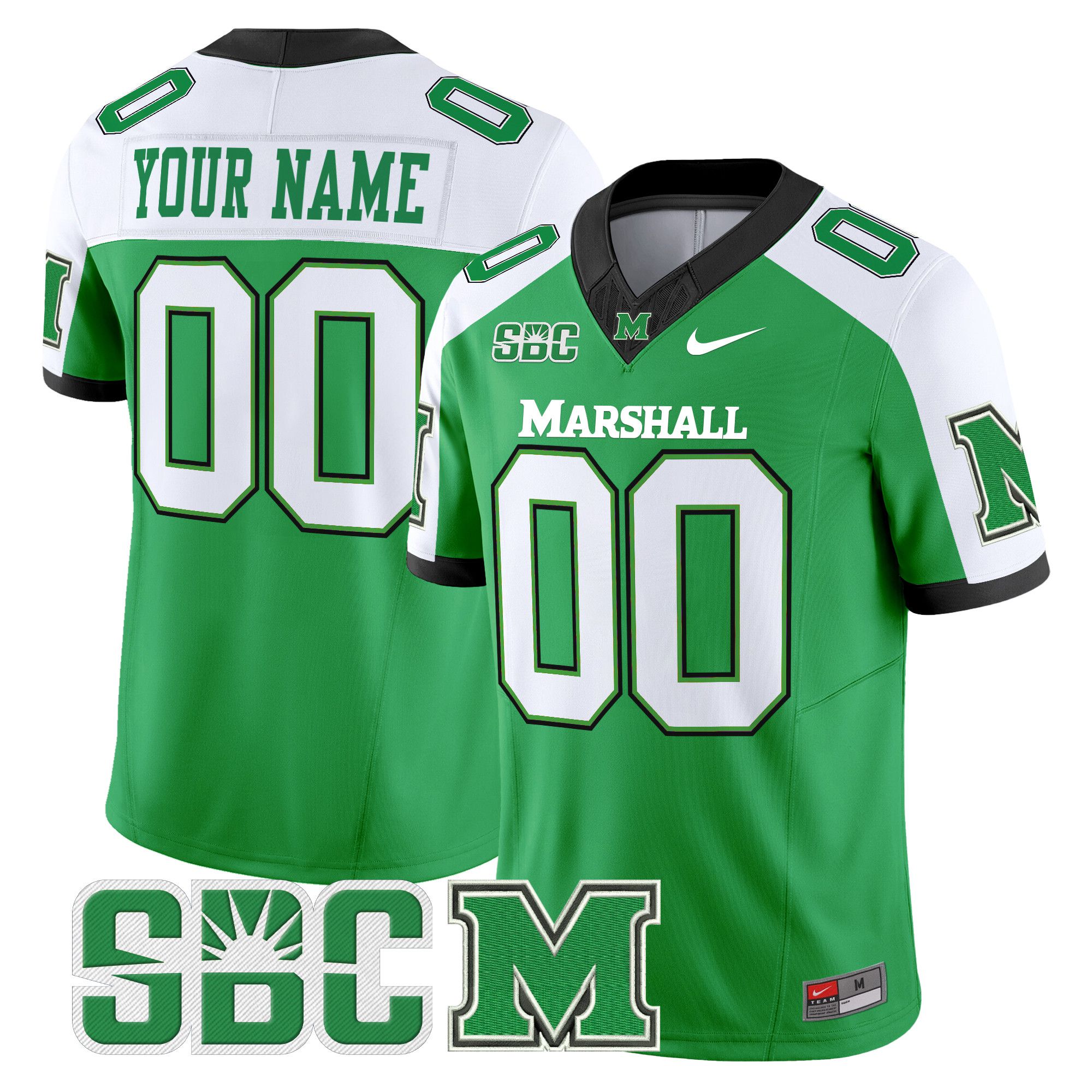 Men Marshall Thundering Herd Green Nike 2024 Vapor Limited Custom NCAA Jersey